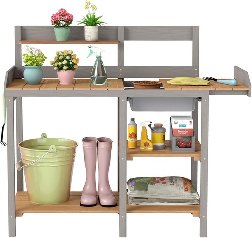 Wooden potting bench - wooden,